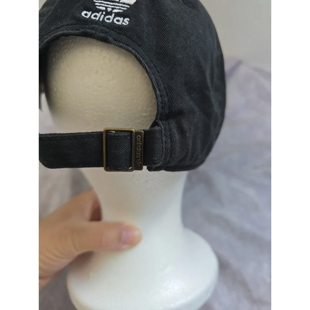 Adidas Baseball Cap Black Solid Trefoil Logo Adjustable Unisex Adults One Size